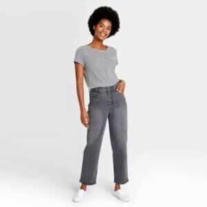 Universal Thread Vintage Straight Hi Waist Crop Jeans 12/31R Gray Button Up #30V